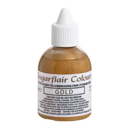  Sugarflair боя за въздушна четка - ЗЛАТО - Air Brush Gold E171 Free - 60ml