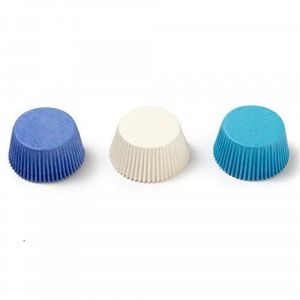 200 WHITE / BLUE / LIGHT BLUE BAKING CUPS 32 X 22 MM