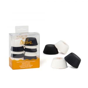 200 WHITE / BLACK BAKING CUPS 32 X 22 MM