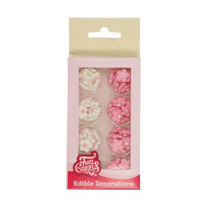 FUNCAKES SUGAR DECORATIONS LITTLE FLOWER MIX WHITE/PINK SET