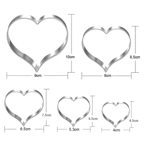 Комплект 5  метални резеца - СЪРЦА